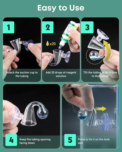 Pawfly Glass CO2 Drop Checker for Aquarium CO2 Indicator for Planted Fish Tank CO2 Monitor Kit with Solution & Suction Cups CO2 Detector Aquarium CO2 Tester Fish Tank Carbon Dioxide Checker