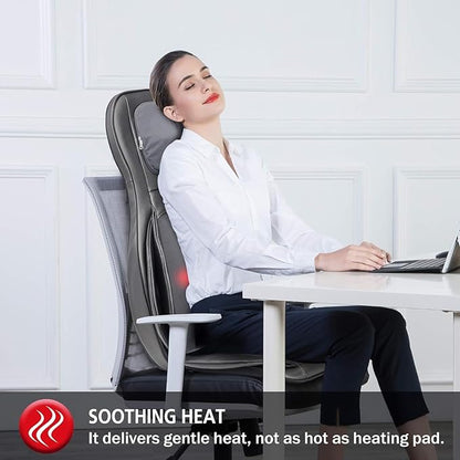 COMFIER Massager Chair with Heat, Shiatsu Neck Back Massager Portable with Compress & Rolling,Massage Chair Pad for Neck & Back,for Dad Mom Women Men