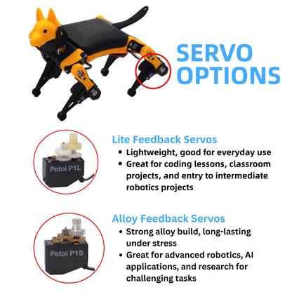 Petoi Programmable Robot Dog Bittle X V2 Lite Servo (Construction) | Coding Smart Robot Dog Kit, Voice Controlled, Quadruped Interactive Robot for Kids, Open Source, STEM & Robotics Education