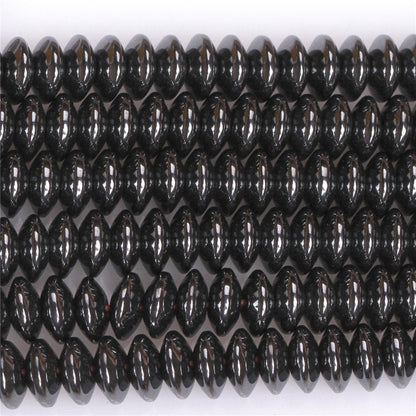 HAAMIIQII 180pcs 6mm Natural Black Hematite Loose Gemstone Beads Rondelle Shape Spacer Stone Beads for Jewelry Making DIY Bracelets Necklaces Crafting