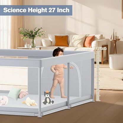 Extra Large Baby Playpen 79×79 Inch, Playpen with 2 Zipper Door for Babies and Toddlers, Play Pen Pin Indoor Outdoor Baby Play Fence