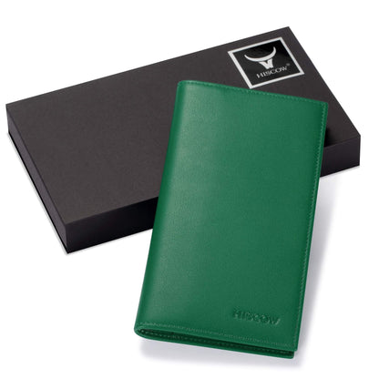 HISCOW Minimalist Checkbook Cover - Full Grain Leather (Premium Green)