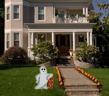 Haute Decor Outdoor Pre-Lit Halloween Ghost Yard Decoration with Ground Stake - Friendly Ghost - Outside Lawn and Entry Display