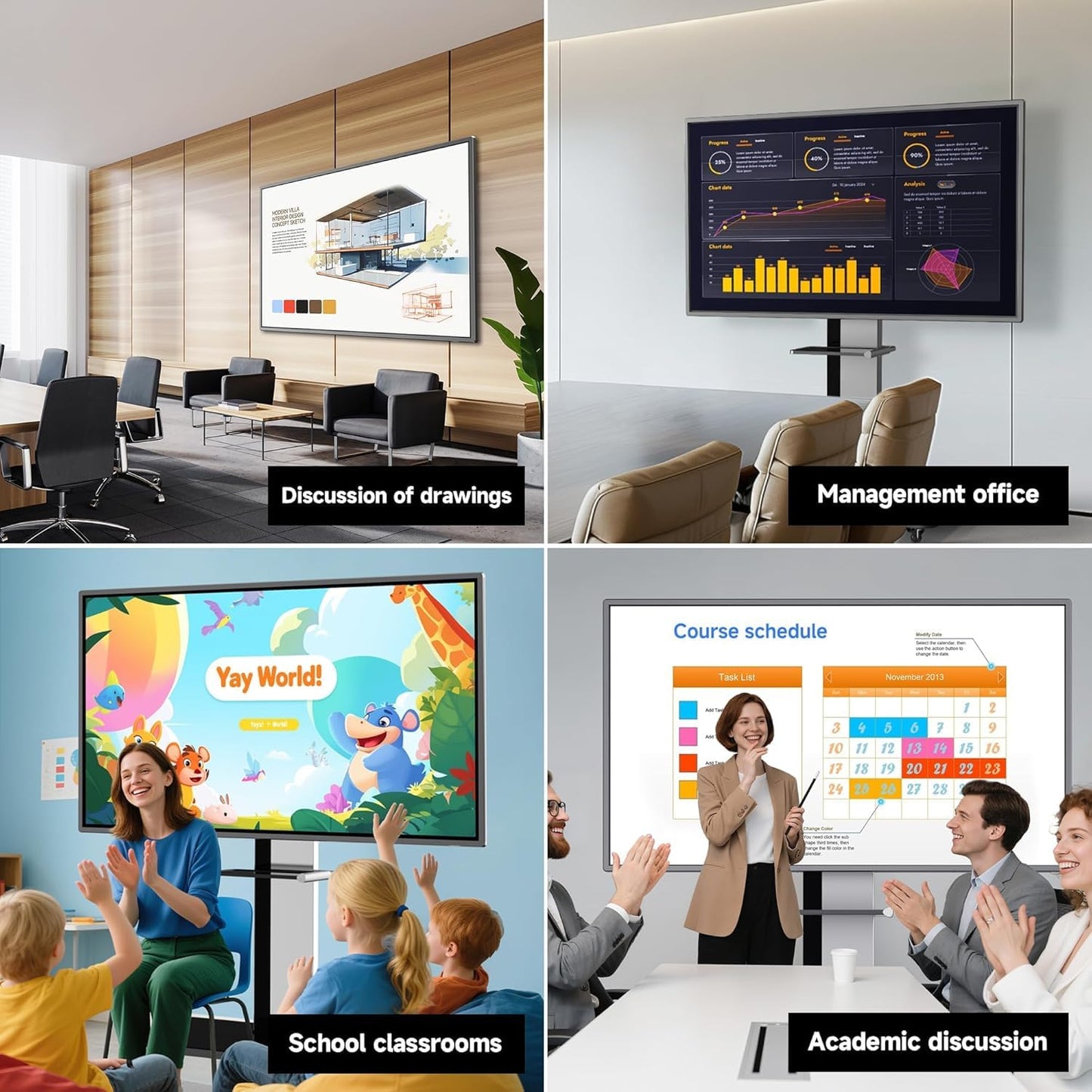 Smart Board, Interactive Whiteboard, 4K UHD Touch Screen Digital Board, Digital Electronic Smartboard for Classroom,Office & Conference Rooms,Open App Ecosystem(Board & Wall Mount Only) (55 Inch)