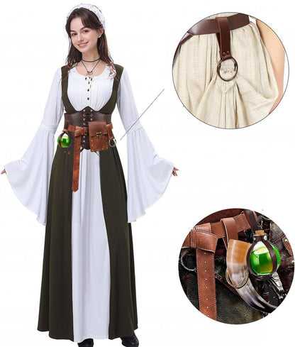 SUMGOGO Renaissance Belt Pouch Waist Phone Bag Potion Bottle Skirt Hike Hook Corset Retro Medieval Festival Costume Accessories (Brown, S-Waist/25.6"-34")