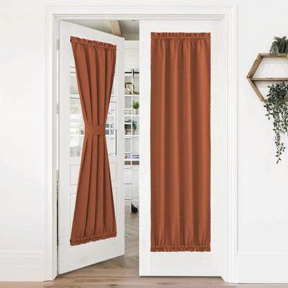 NICETOWN Door Window Curtain for Privacy, Rod Pockets French Door Shade with Tieback, Farmhouse Thermal Insulated Panel Curtains for Halloween Decor, 36W x 72L, 1 Panel, Burnt Orange