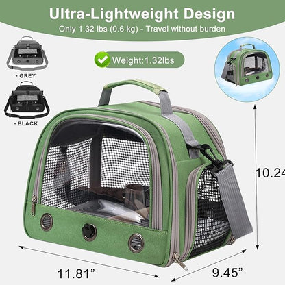 Bird Carrier, Lightweight Breathable Bird Backpack, Portable Wild Bird Carrier with Standing Perch for Parrot Travel Vet Visit (Green)
