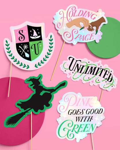 xo, Fetti Pink + Green Witch Photo Props - 24 Count | Bachelorette Backdrop, Kids Birthday Party Photo Booth, Movie Night Background Decorations
