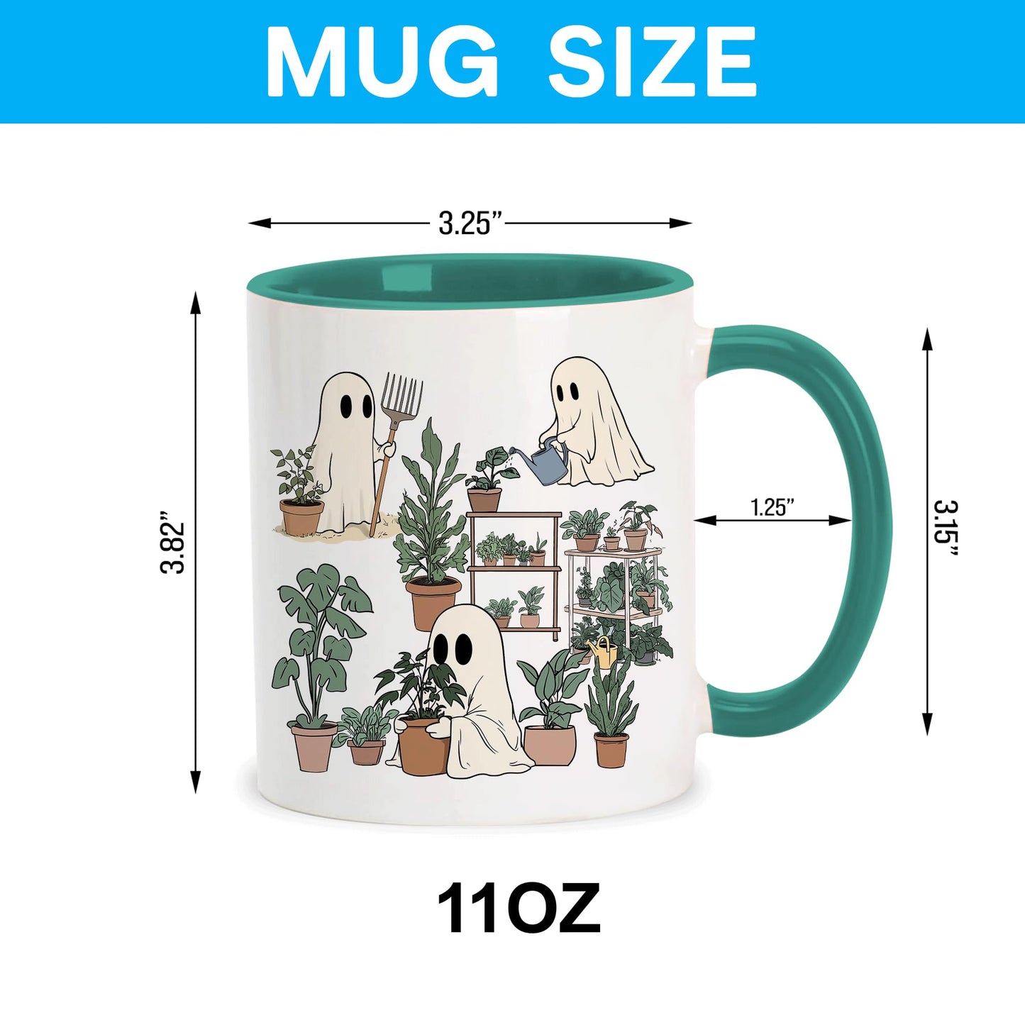 Hyturtle Cute Ghost Plant Mug Gifts For Plant Lovers on Birthday, Halloween