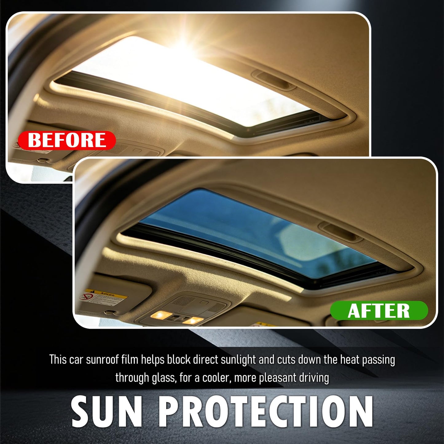 35.43×17.32 Inch Car Sunroof Film,Static Cling Car Window Tint Film Kit as Privacy Films for Sun & Heat Protection,Professional Cars Tints for Window Cars Interior Accessories