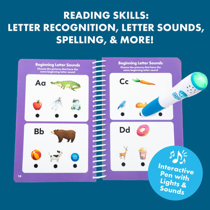Educational Insights Hot Dots Preschool Essentials: Reading & Math Workbook - Preschool Workbooks with Interactive Pen, Homeschool Learning Books, Build Toddler Reading & Math Skills, Ages 4+