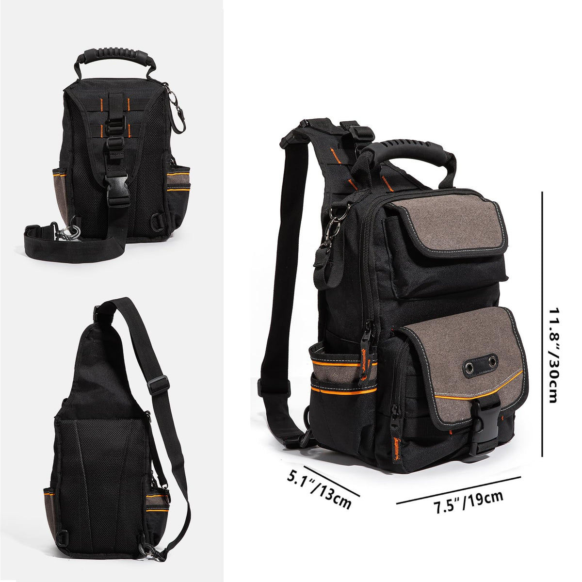 Electrician Tool Organizer Bag and Manual Shoulder Tool Bag Multifunctional Durable Canvas Portable Tool Bag Suitable for Maintenance Technicians Cable Technicians Crossbody Shoulder Carry (Bag Only)