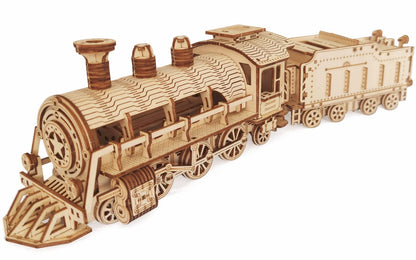 3D Wooden Puzzle - DIY Mechanical Steam Train Model Kits - Wood Crafts Vehicle Building Model - Wooden STEM Brain Teaser Puzzle - Steam Train Christmas Birthday Gifts for Adults & Teens
