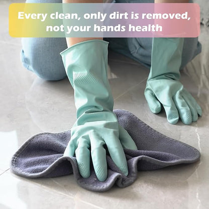4 Pairs Rubber Kitchen Dishwashing Gloves - Colorful Reusable Household Cleaning Gloves Outdoor Chores for Women & Men (Medium)