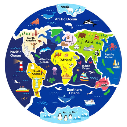 Ai fsem 15 Pcs Continents Puzzle for Kids Felt Story Board Pieces Flannel Board for The Classroom Learning Globe World Map Puzzle for Toddlers