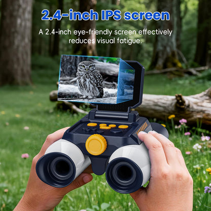 Aspoven Binoculars for Kids, Night Vision with 2.4" Screen, HD Digital Binoculars for Boys and Girls Ages 4-12, Portable Kids Binocular, Photo Video Capture & 9 Puzzle Games (White)
