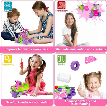 STEM Toys for 4 5 6 7 8+ Year Old Girl Birthday Gifts Pink Educational Building Toys for Kids Ages 4-8 5-7 8-10 Stem Kits Activities Construction Toys for Girls 4-6 6-8 Engineering Creative Games