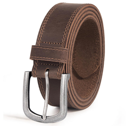 DENGFENGZHE Men's Full Grain Leather Belt for Everyday Casual Jeans, 1.5" Handmade Men Leather Belts with Gift Box (Bourbon Brown, 36)