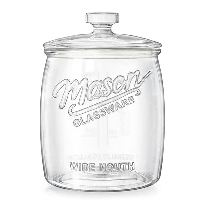 Dwbligt Half Gallon Cookie Jar, Glass Flour Sugar Storage Container for Kitchen Pantry & Laundry Room,Wide Mouth Mason Jar for Sourdough Starter, Candy, Flour, Dog Treats, Coffee - Set of 1