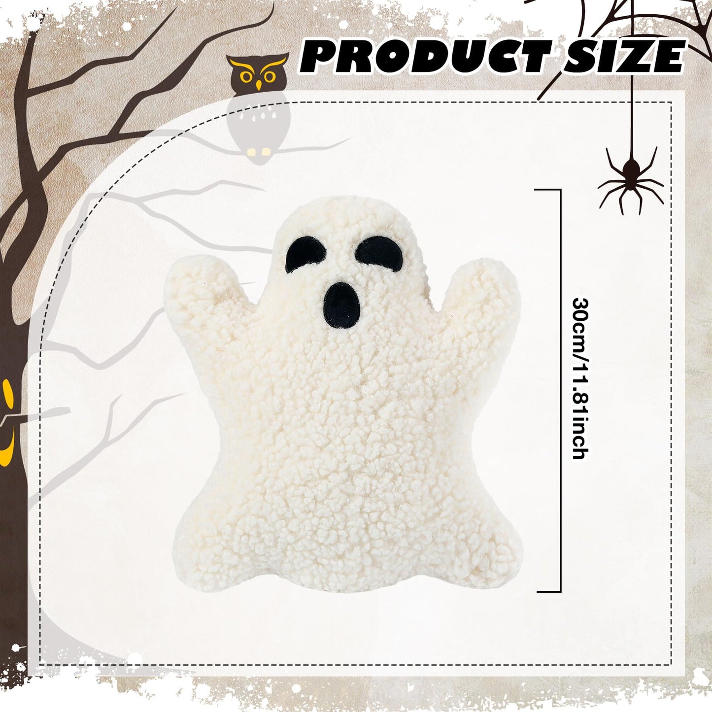 Shappy 3 Pcs Halloween Ghost Throw Pillows Cute Soft Throw Decorative Pillows for Halloween Decorative Home Bed Sofa with Ghost Decor Cushion