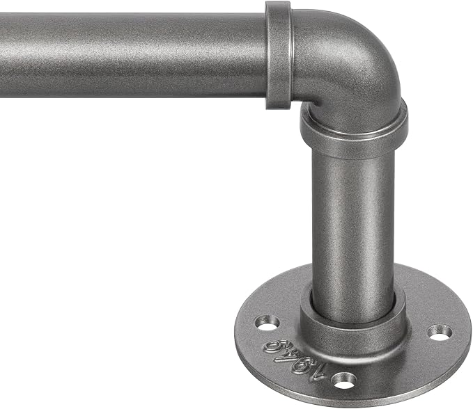 Zeerobee Curtain Rods for Windows 66 to 120, 1 Inch Industrial Wrap Around Grey Curtain Rod, Indoor/Outdoor Room Divider Adjustable Drapery Pole, 66"-120"