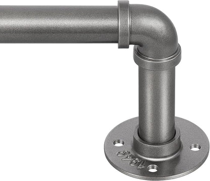 Zeerobee Curtain Rods for Windows 66 to 120, 1 Inch Industrial Wrap Around Grey Curtain Rod, Indoor/Outdoor Room Divider Adjustable Drapery Pole, 66"-120"