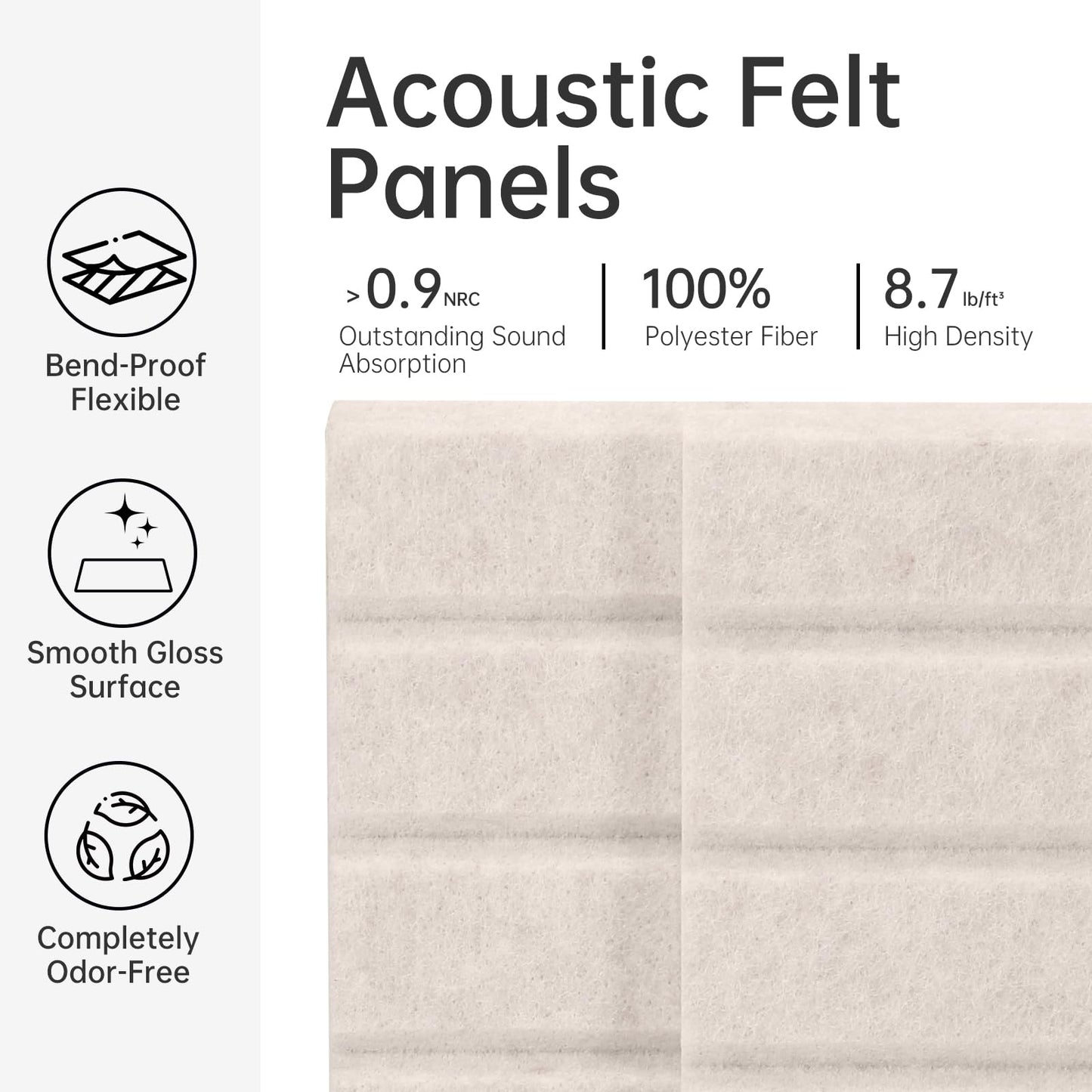 Felt Bulletin Board, 48"X 36" Felt Board for Wall, 12 Pack Felt Wall Tiles, with 70 Adhesive Tabs, Large Felt Bulletin Board Tiles, Cork Board for Room Office Decor, Classroom Pin Board (Oatmeal)