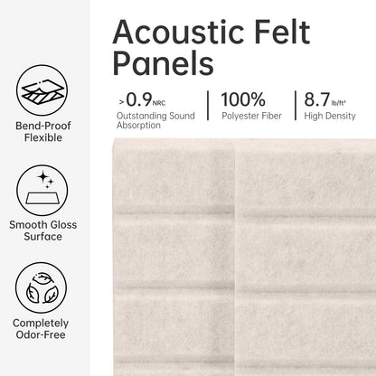 Felt Bulletin Board, 48"X 36" Felt Board for Wall, 12 Pack Felt Wall Tiles, with 70 Adhesive Tabs, Large Felt Bulletin Board Tiles, Cork Board for Room Office Decor, Classroom Pin Board (Oatmeal)