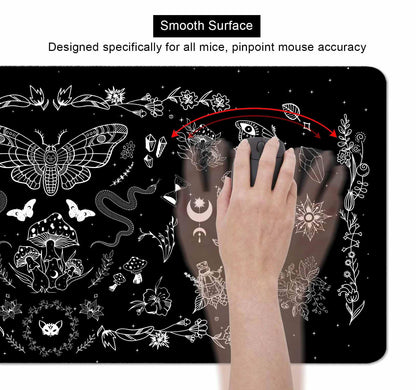 SXCKANG Goth Desk Mat, Black Occult Large Gaming Mouse Pad, Halloween Witchy Celestial Mushroom XXL Mousepad, Office Desk Decor Accessories Gifts