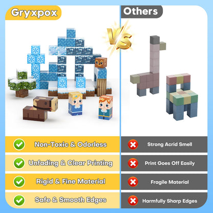 Gryxpox 100pcs Magnetic Blocks, Magnetic Blocks for Kids Ages 4-8, Magnetic Cubes Sets for Frozen Princess Castle Build, Stacking Magnets for Kids, Birthday Gifts for Boys and Girls Age 3+ Years Old