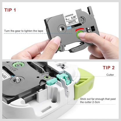 6-Pack TZe-221 Compatible with Brother P Touch TZe221 9mm 0.35" Laminated White TZ Label Tape Black on White 3/8 Inch Label Maker Refill for PT D210 D220 H110 D400