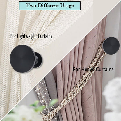 Shonmogar Curtain Tiebacks 2 Pack Curtain Holdbacks Zinc Alloy Curtain Tiebacks Wall Mounted with Screws, Decorative Curtain Holders for Drapes Stylish Black Curtain Tieback Hooks for Home Office
