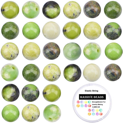 80Pcs Natural Crystal Beads Stone Gemstone Round Loose Energy Healing Beads with Free Crystal Stretch Cord for Jewelry Making (Australian Chrysoprase, 10mm)