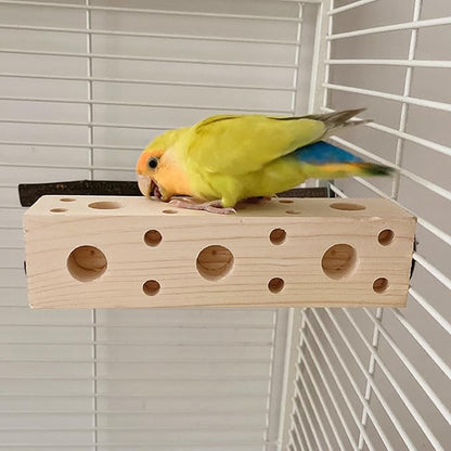 Bird Wooden Block Chewing & Foraging Training Toys for Small Animals - Shredding & Biting Wooden Bird Cage Accessories & Teething Toys for Lovebirds, Parakeets & Cockatiels