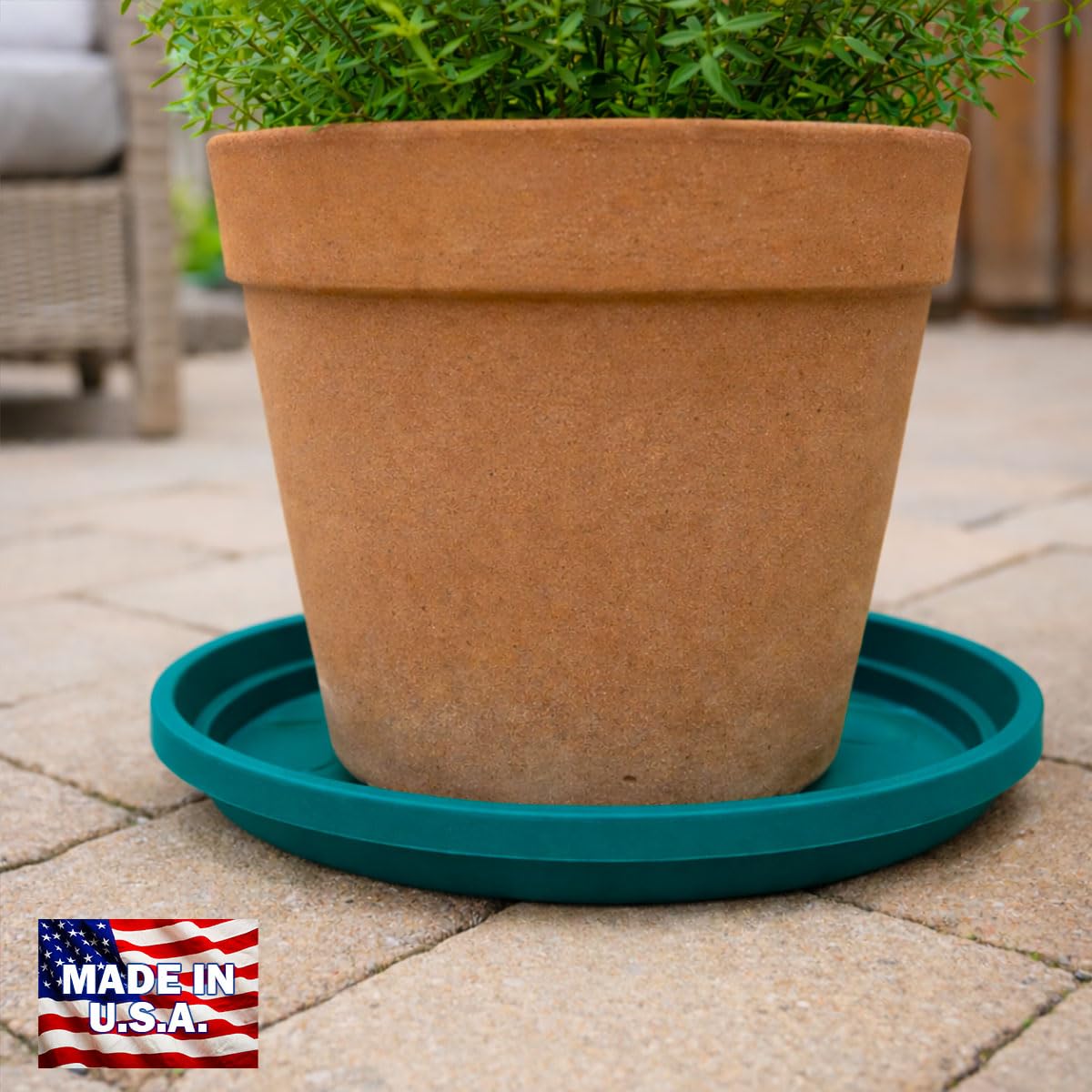 smart spring 10 Inch Plant Pot Tray USA Made – Durable Plastic Flower Pot Saucer – Plant Water Catcher for Indoor Outdoor Garden (6, Mineral Teal)