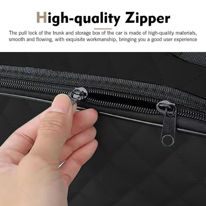 Foelony Car Jumper Cable Bag, 12.6In Leather Waterproof Tools Cable Bag, Portable Car Trunk Storage & Organizer for EV Charging Cord, Hoses, Universal for Road Trip Garage