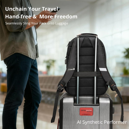 Swissdigital Design Travel Laptop Backpack, College Laptops Backpack with USB Charging Port for Men and Women Fits 16 Inch Notebook, Black | SD1670-01