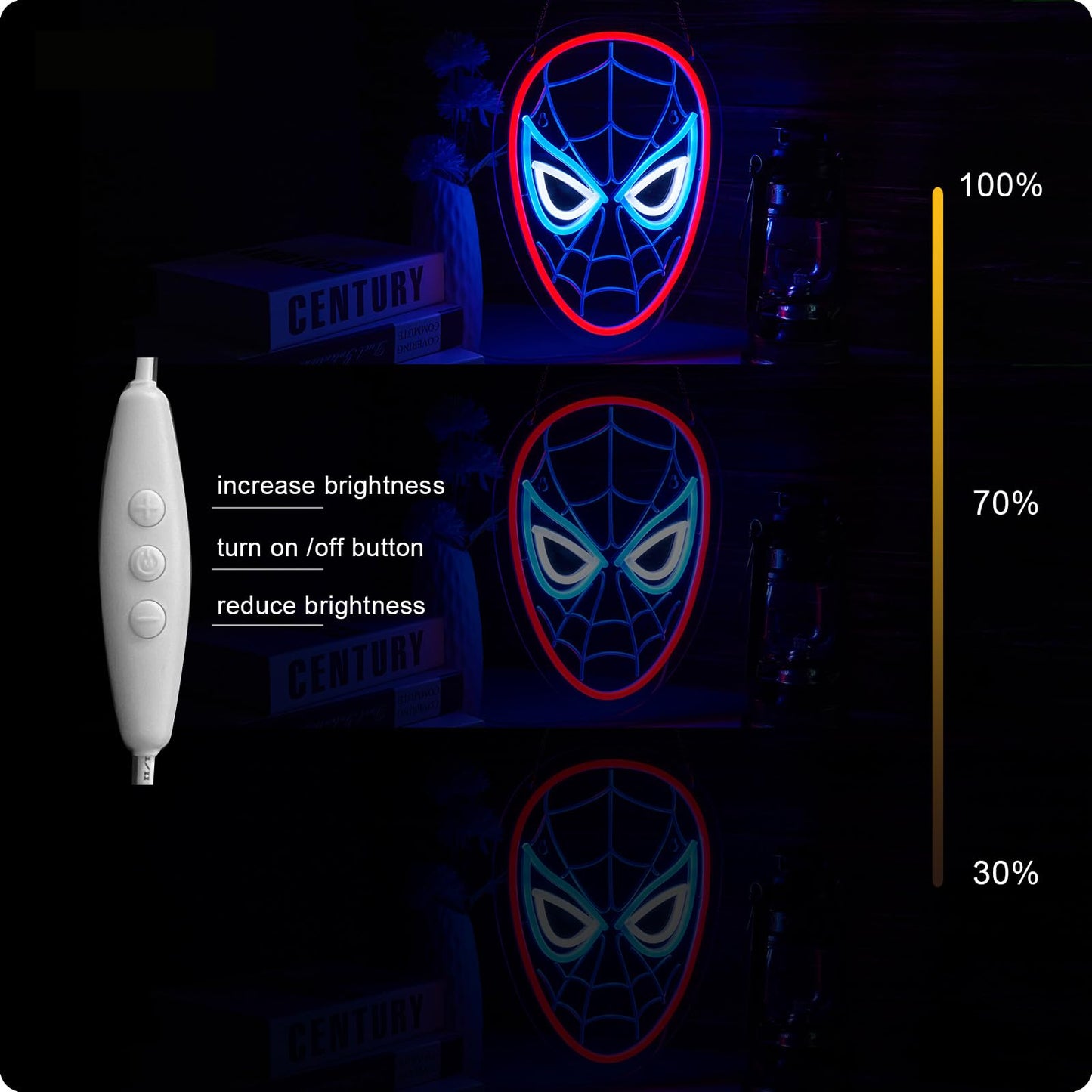 Spider neon sign for wall decor Anime Light Compatible with smart timing switch, 5V USB power supply Kids Bedroom Game Room Decoration(13x9.4 Inch)