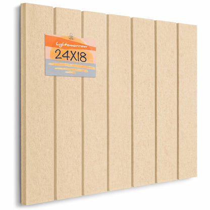 Lightomorrow Bulletin Board, 24 x 18 inches Felt Board Decorative Pin Board, 4' x 3' Cork Board Alternative for Wall, Foldable Photo Board with 20 Pushpins - Beige Brown Stripes