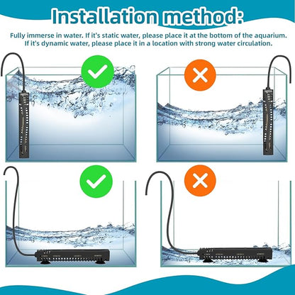 SEAOURA Submersible Fish Tank Heater, 75W Aquarium Heaters for 7-20 Gallon, Adjustable Turtle Tank Heater with Digital Temperature Display, Suitable for Freshwater and Saltwater Tank