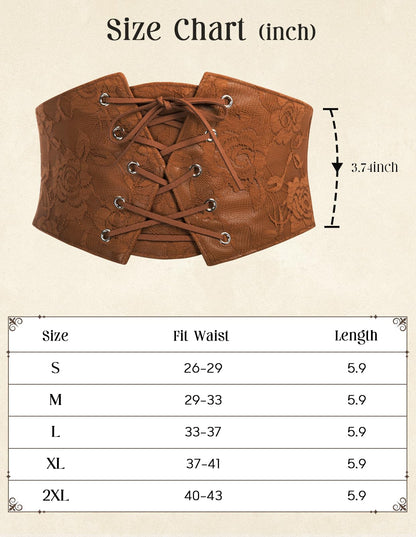 GRACE KARIN Women's Elastic Wide Waist Belt Renaissance Pirate Corset Cinch Belt Cosplay Costume with Press Button Coffee M