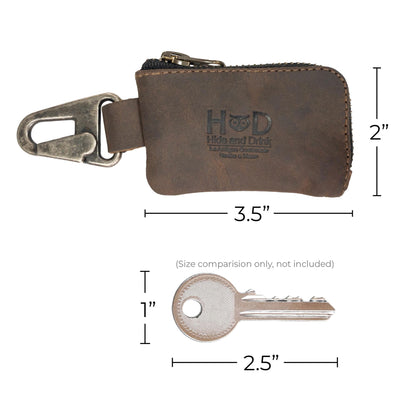 Hide & Drink, Car Key Holder & Coin Purse for Belt Loop Handmade from Full Grain Leather - Bourbon Brown