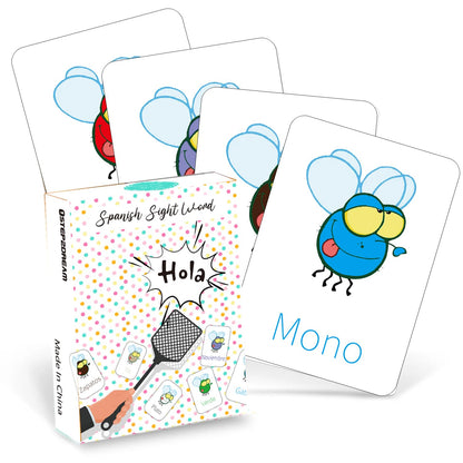 Spanish Sight Word Game for Kids |108 Educational Flash Words with 4 Fly Swatters, Interactive Learning Boards Games, Homeschool,Classroom Must Have, Teacher Supplies,Gifts for Boys and Grils