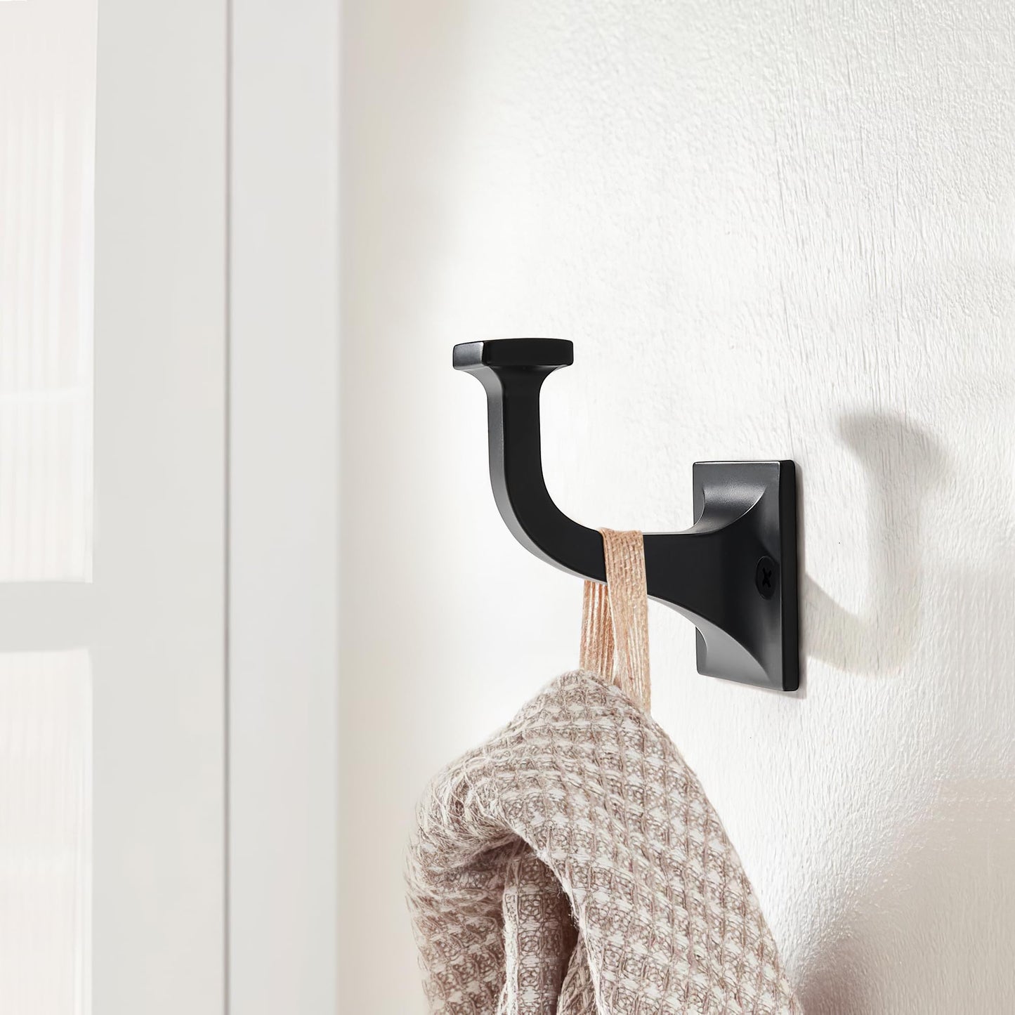 TUNNY 3 Pack Coat Hooks - Matte Black Robe Hooks Decorative Wall Hooks for Bathroom Bedroom Kitchen Towel Robe Clothes Cabinet Closet Bathroom Hardware