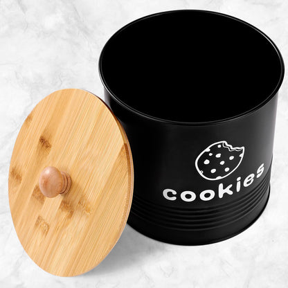 LUKMILEE Cookie Jars with Lids Airtight, Large Cookie Tins, 1.5 Gallons Cookie Jar for Kitchen Counter Decorative, Farmhouse, Christmas, Mother's Day Gift Cookie Storage Containers (Black)