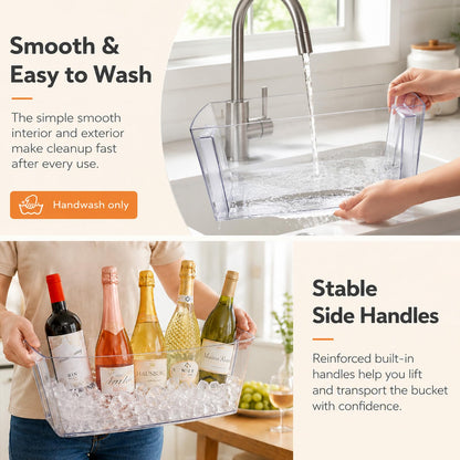 Tchrules 15L Clear Ice Bucket 2 Pack, Large Beverage Tub for Parties & Bars