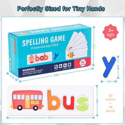 Learning Educational Toys for 3 4 5 6 Years Old Boys Girls, See & Spell CVC Word Builders with Alphabet Cards for Kids, Preschool Learning Activities Matching Letter Game, Gifts for Toddlers 3-5