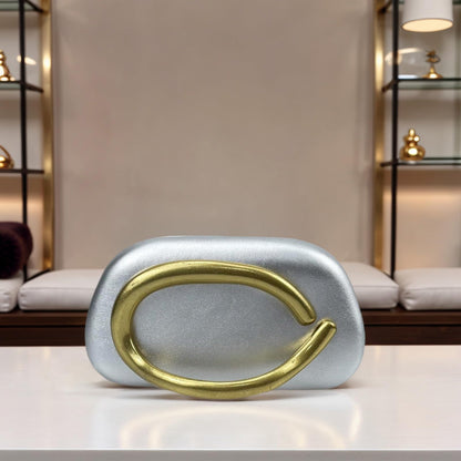 FUTTSPAI Elegant Small Evening Clutch Purses With Handle For Women Formal Leather Handbag Wedding Purse,Silver