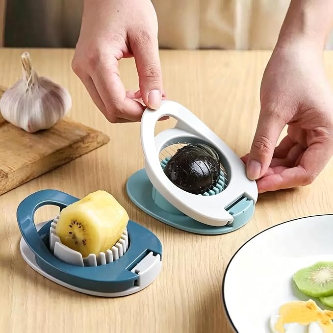 Stainless Steel Egg Slicer and Dicer | Hard Boiled Egg Cutter, Steel Wire, Multi-Fruit Slicer, For Strawberry Kiwi Soft Fruits