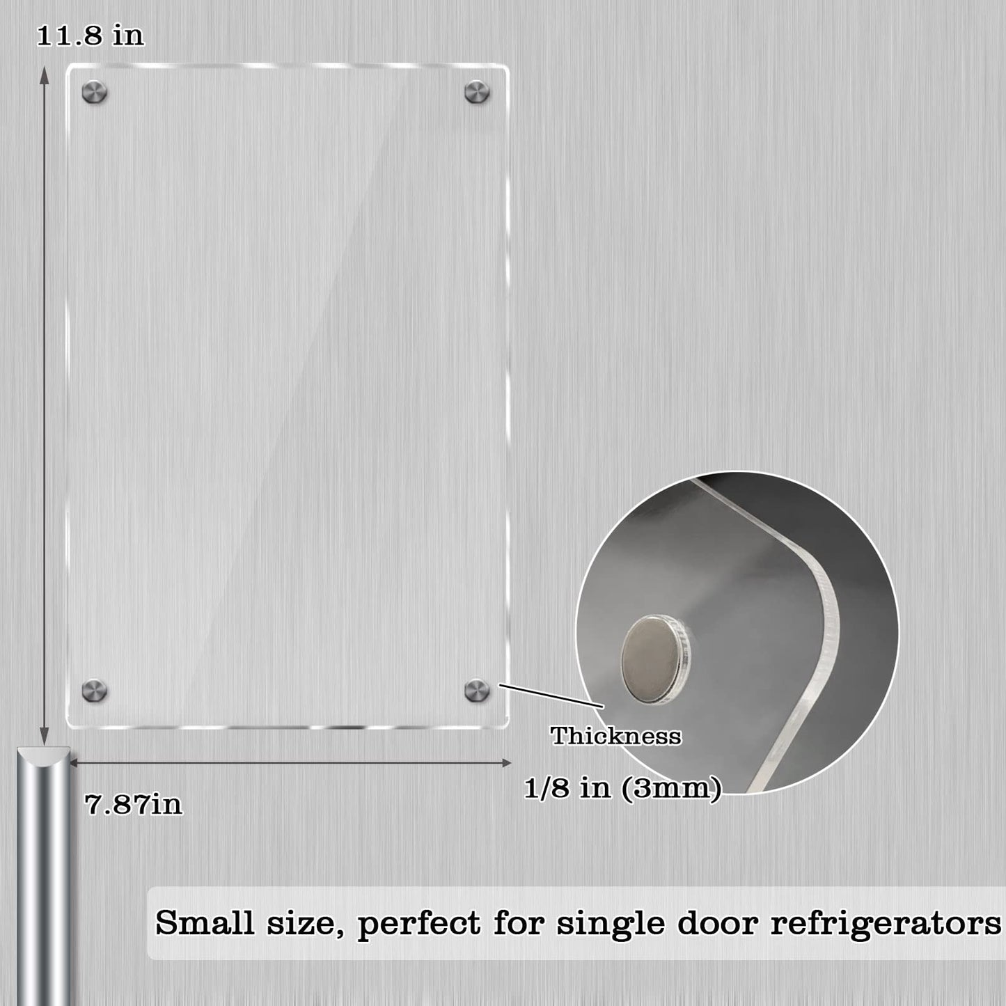 JonXon 8"x12" Acrylic Magnetic Dry Erase Board for Fridge, Clear Acrylic Magnet Calendar for Refrigerator,Includes 6 Dry Erase Markers(Clear Blank)